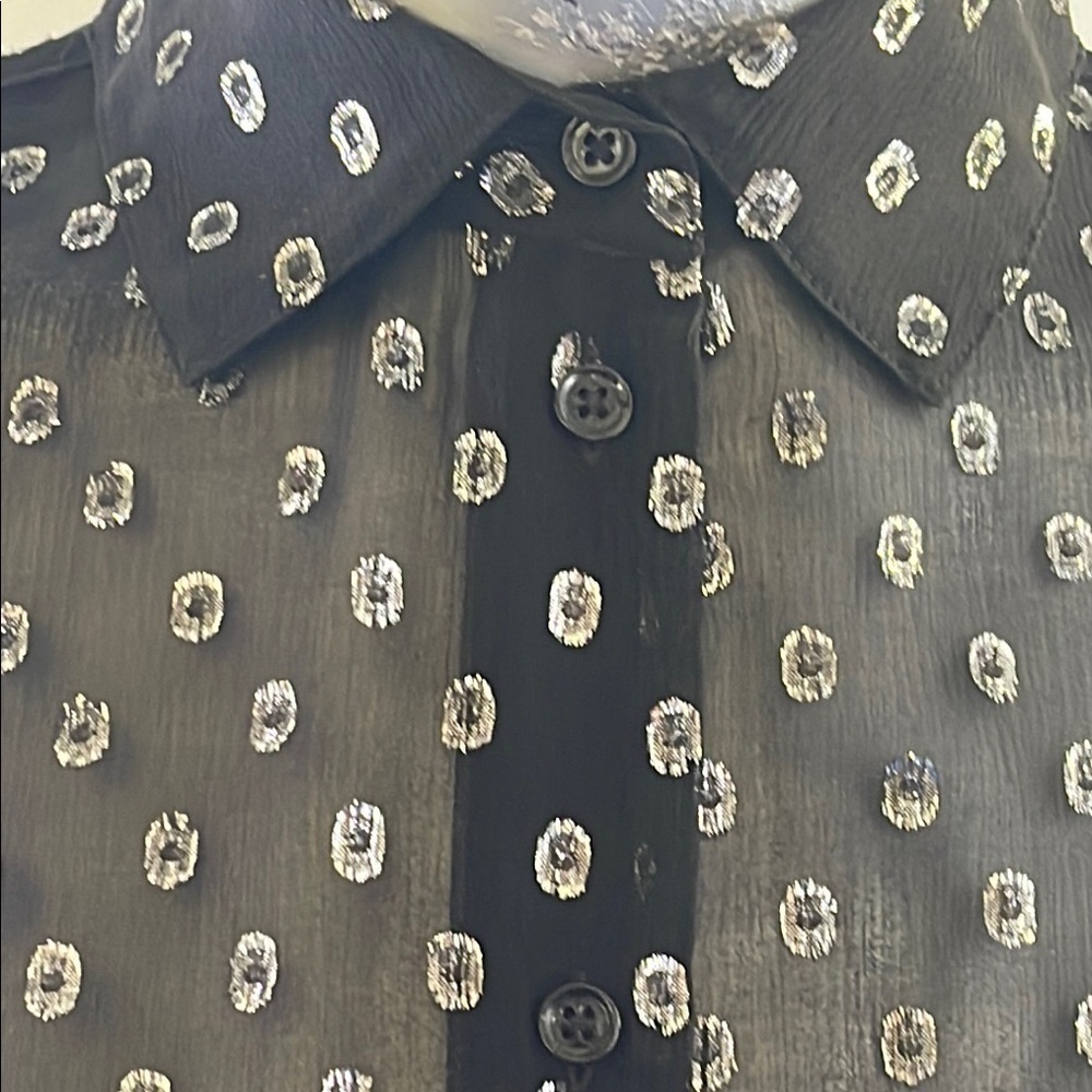 Robert Rodriguez Black Sheer Polka Dot Blouse Size 2 NWT - Picture 4 of 6
